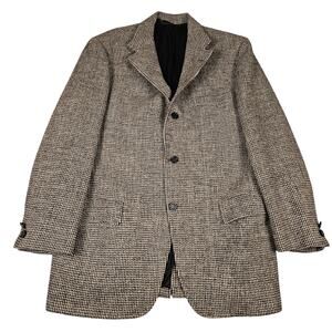 VTG Harris Tweed Blazer Mens 42R Plaid Woven Scotland 60s Crested Sport Coat